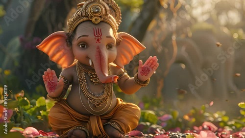 A cute ganesh waving goodbye. photo