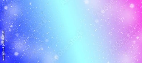 abstract colorful background with bokeh lights and snowflake  panoramic background with copy space