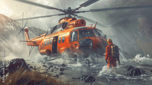 Emergency Rescue Helicopter Touching Down for Landing © Thanos