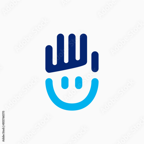 hand smile high five face logo vector icon illustration © gaga vastard