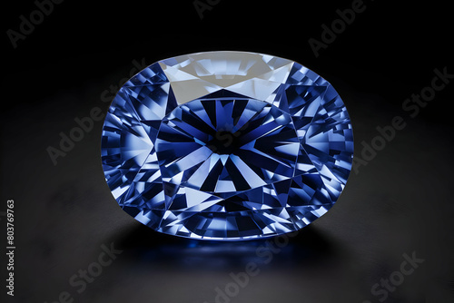 Blue sapphire on a black background