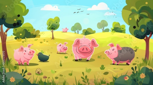 counting pigs animals educational game. animals. Illustrations