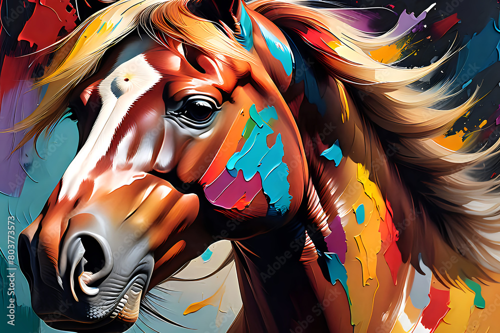Horse colorful painting abstract background design illustration.