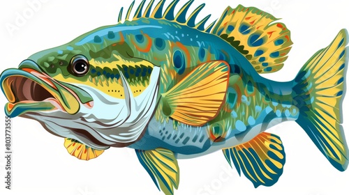 Peacock bass fish cartoon. cartoons. Illustrations photo