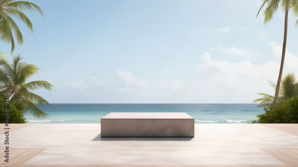 A large stone slab sits on a beach near the ocean A large stone slab sits on a beach near the ocean