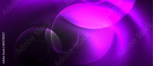 The purple and black background is illuminated by a glowing circle in the middle, creating a colorful display of tints and shades like magenta, violet, and electric blue against the darkness