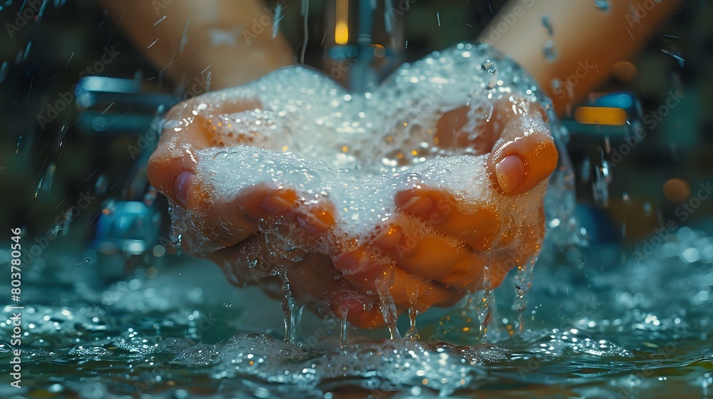 Fototapeta premium Soft Illumination: Soap and Water for Clean Hands