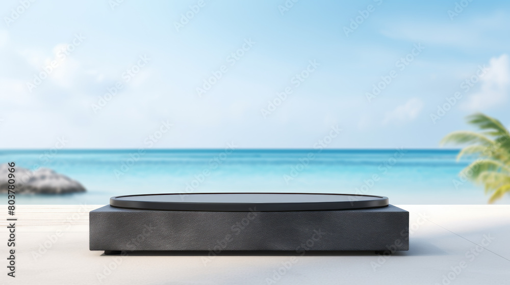 A black and white image of a beach with a large black A black and white image of a beach with a large black