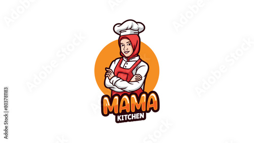 Chef mama kitchen logo mascot logo