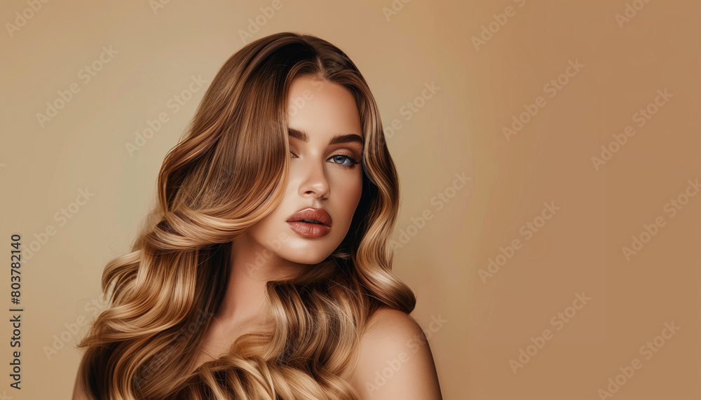 Golden Glow: Captivating Portrait of a Woman with Lustrous Dark Blonde Hair - Glamour, Fashion, Natural Beauty Golden Glow: Captivating Portrait of a Woman with Lustrous Dark Blonde Hair - Glamour, Fashion, Natural Beauty