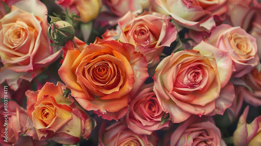 Artistic watercolor of a bouquet of garden roses in full bloom, each petal painted with delicate strokes to emphasize freshness and vitality Artistic watercolor of a bouquet of garden roses in full bloom, each petal painted with delicate strokes to emphasize freshness and vitality