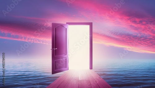 background with lights  door to the light  Pathway to opportunity  businessman exiting opened door