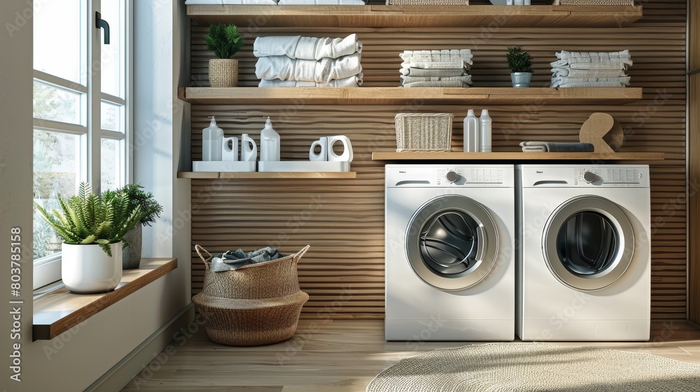 Modern Laundry Room with Stylish Organization. H Modern Laundry Room with Stylish Organization. H