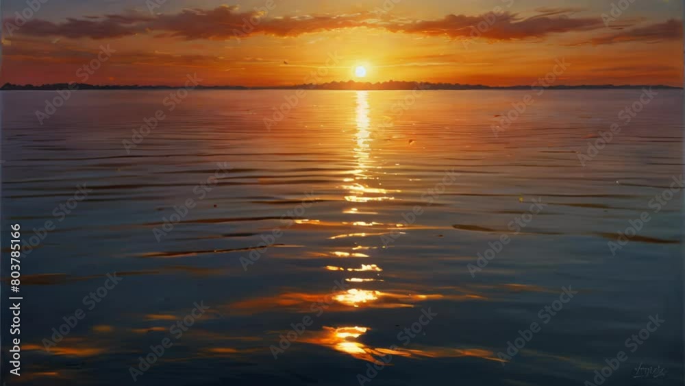 a serene sunset over calm water, with warm hues illuminating the sky and reflecting on the water’s surface. The sun sits low on the horizon, surrounded by oranges, yellows, and reds. a serene sunset over calm water, with warm hues illuminating the sky and reflecting on the water’s surface. The sun sits low on the horizon, surrounded by oranges, yellows, and reds.