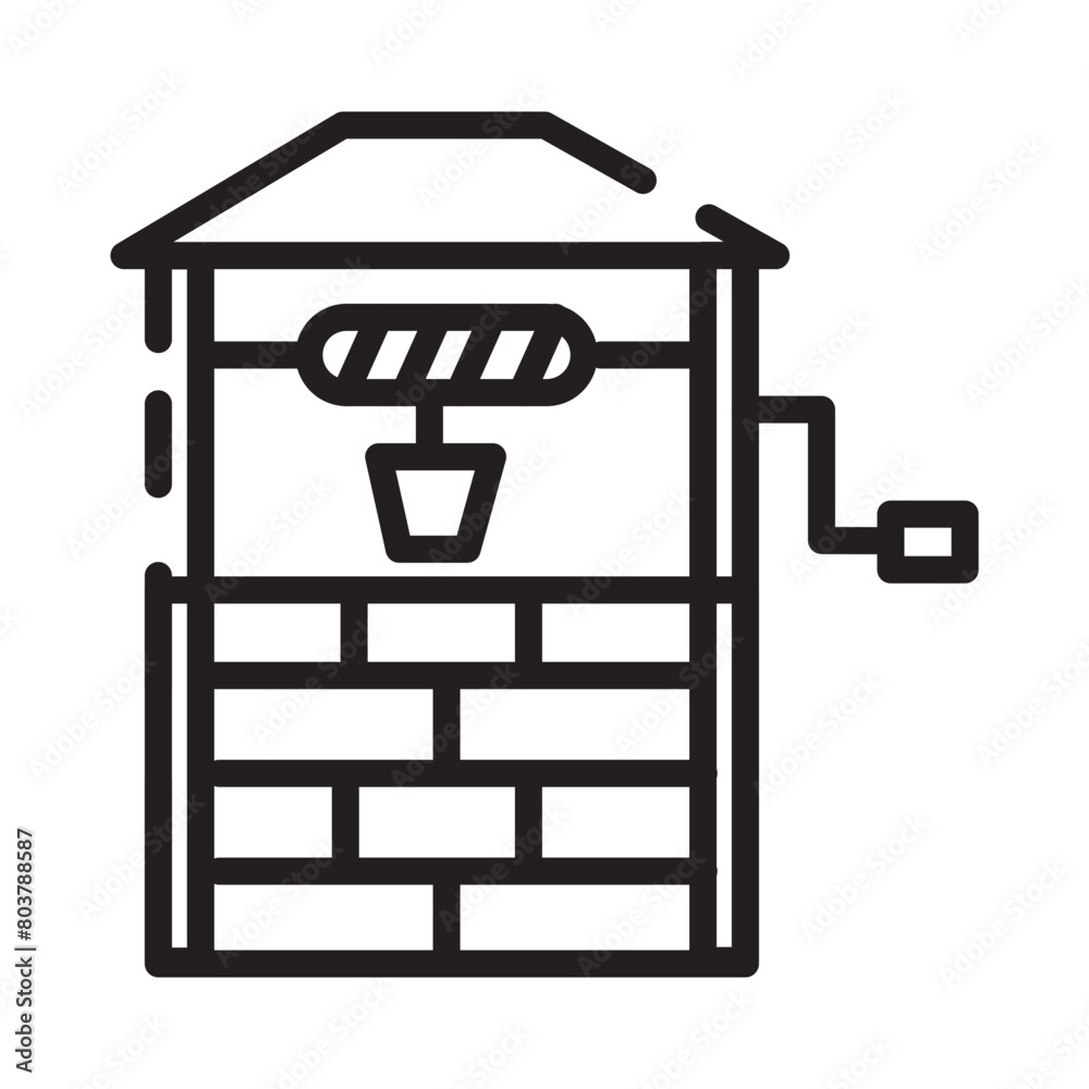 Farm Water Well Line Icon Farm Water Well Line Icon