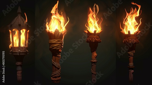 Fiery Heritage: Illustrating a Wooden Torch Fire in 3D