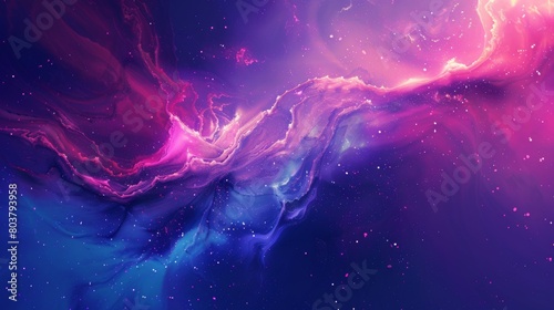 Abstract cosmic backround, reminiscent of a nebula or celestial occurrence. Vibrant and mesmerizing, it features swirling patterns of bright colors against a dark starry background