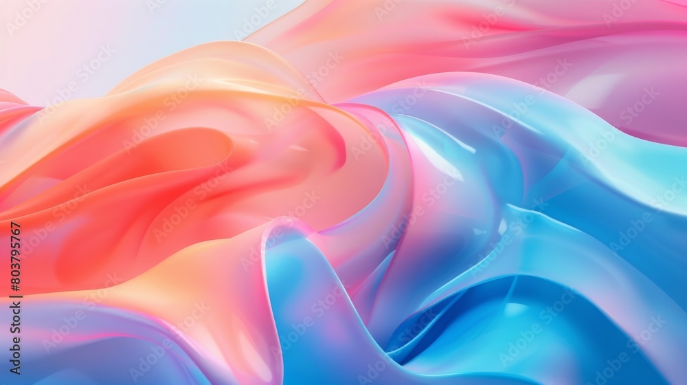 Obraz premium Abstract background fluid, fabric or liquid waves with pink, blue, and purple colors palette. glossy texture to the shapes, enhancing the overall fluidity and motion