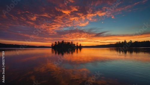 sunset on the lake Serenity's Embrace Tranquil Sunset Reflections