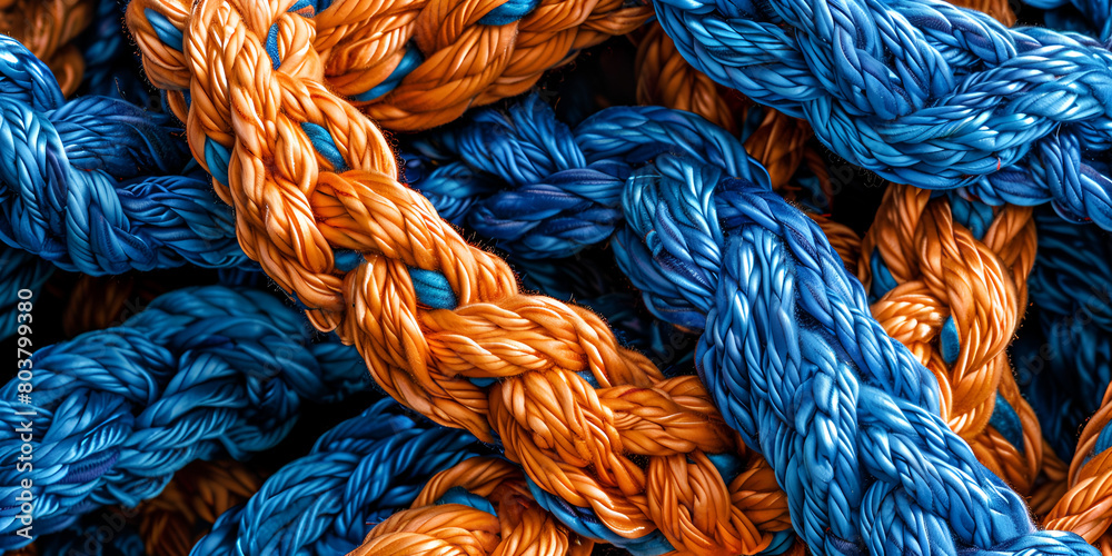 A large group of colorful ropes are arranged in a large pile.

