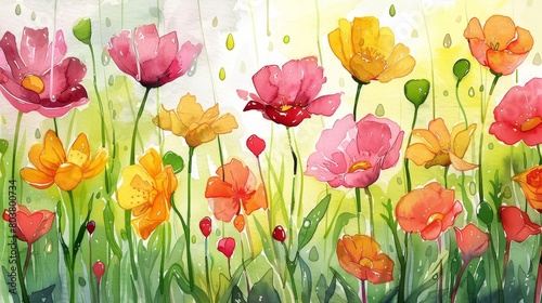 Watercolor illustration of a single delicate blossom  its vivid colors standing out against a softly blurred background  conveying hope and renewal