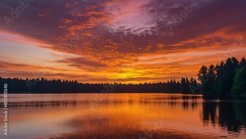 sunset on the lake Serenity's Embrace Tranquil Sunset Reflections