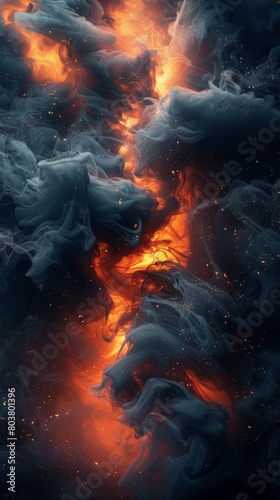 Ethereal Flames and Smoke Dance  An Abstract Fiery Background with Mysterious Hues