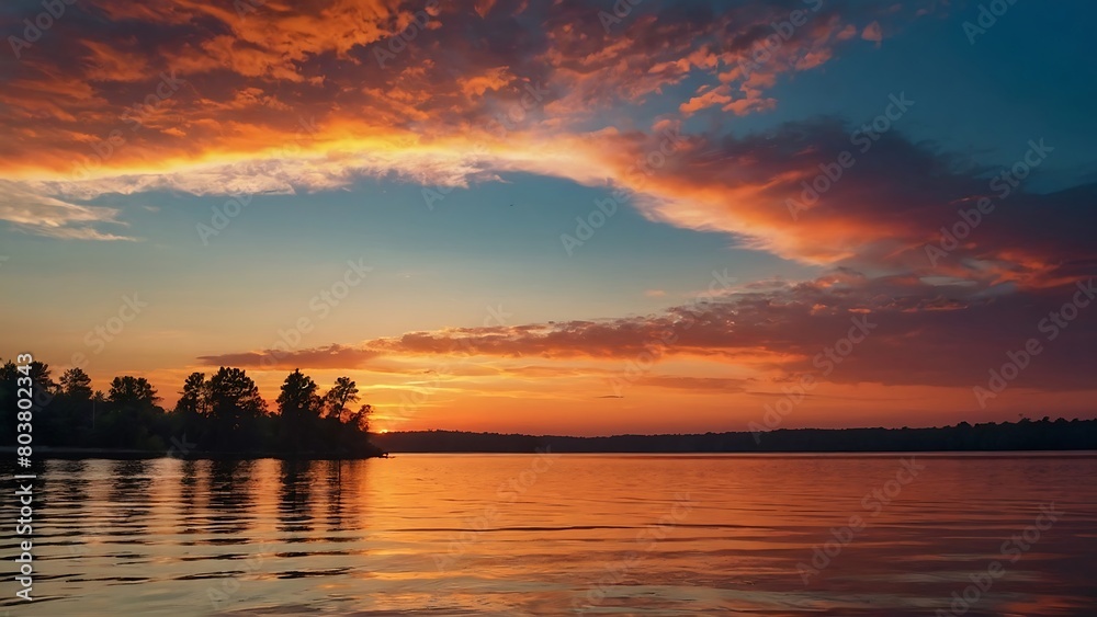 sunset on the lake Serenity's Embrace Tranquil Sunset Reflections