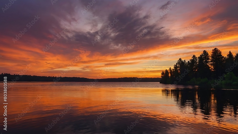 sunset over the lakeSerenity's Embrace Tranquil Sunset Reflections sunset over the lakeSerenity's Embrace Tranquil Sunset Reflections