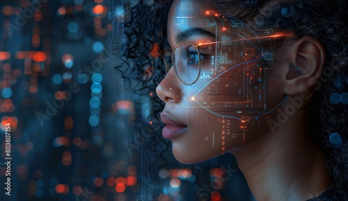 Confident African American Woman IT Expert Analyzing Data with AR Technology - 4K HD Wallpaper