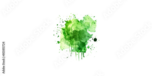 watercolor green ink splatter clip art  white background