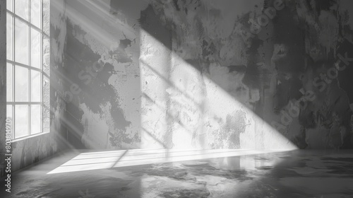 Minimalist blurred natural light windows  shadow overlay on wall paper texture 