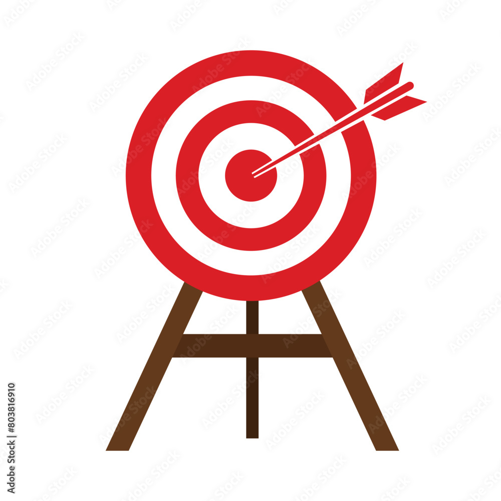 business goal illustration sales  target represented by dart arrow reach target on dartboard