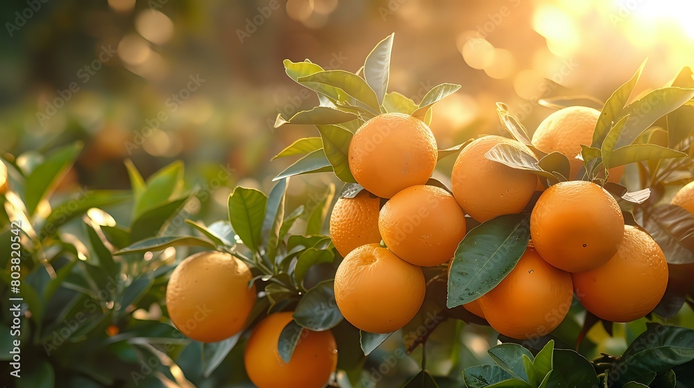 Inviting Display of Ripe Oranges in Warm Sunlight Inviting Display of Ripe Oranges in Warm Sunlight
