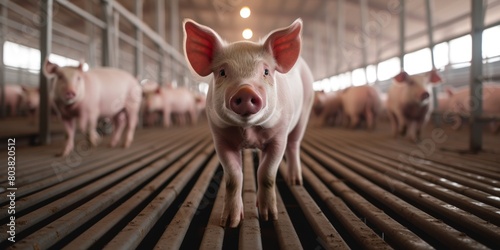 Ecological pigs and piglets at the domestic farm. Generative AI.
