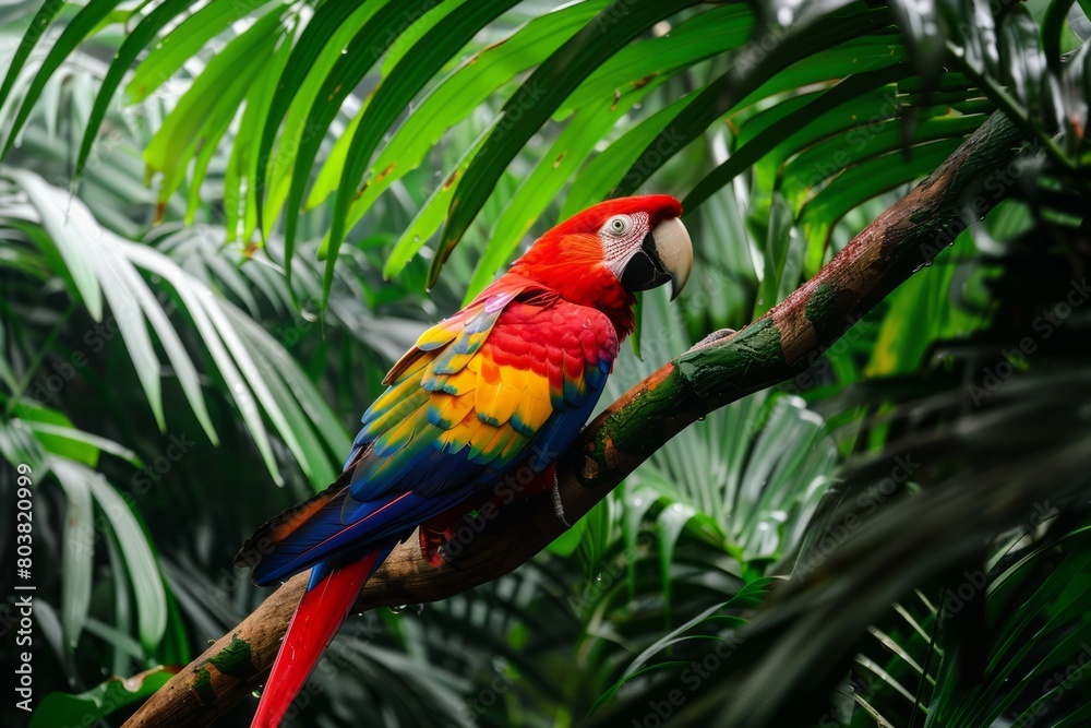 Obraz premium Marvel at the diversity of life as you encounter colorful birds, exotic insects, and elusive animals amidst the dense foliage, Generative AI