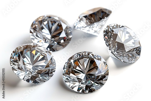 Set of diamonds isolated on white background
