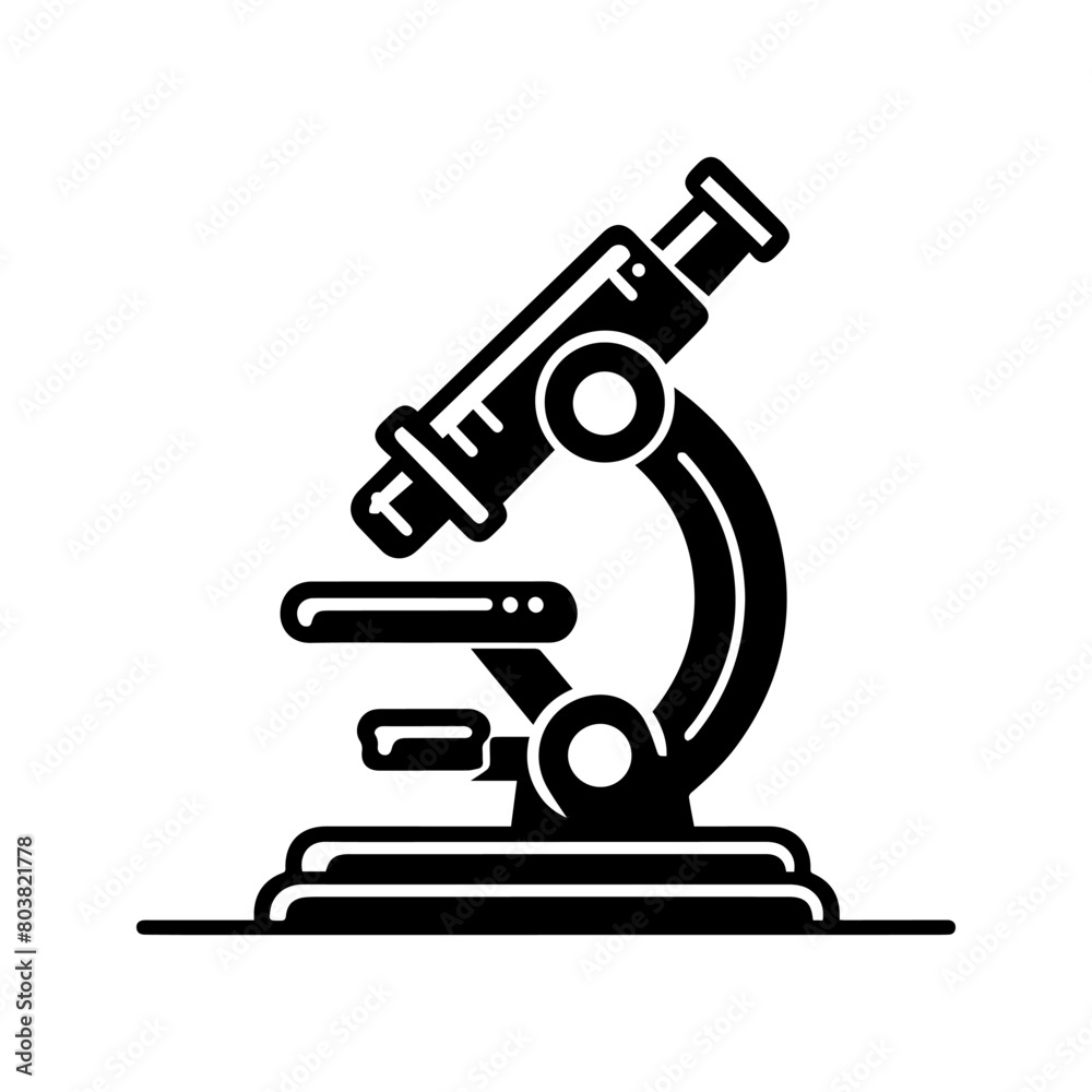 Icon microscope black and white vector Icon microscope black and white vector
