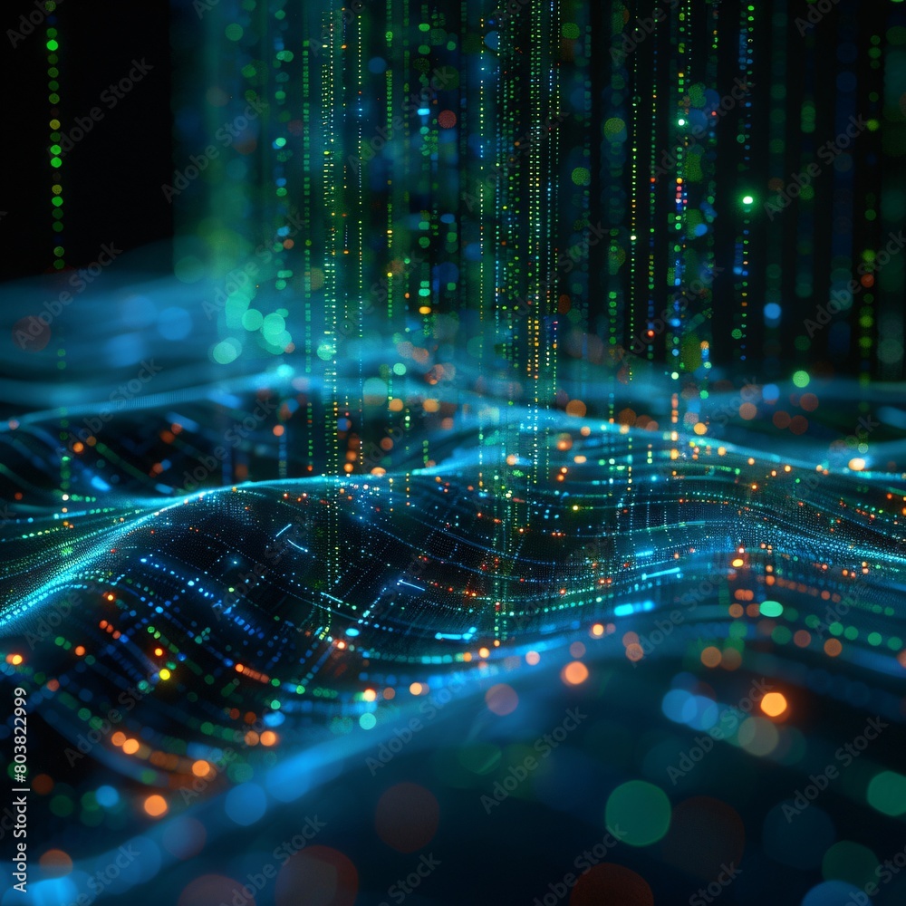 High-Tech Data Flow Landscape in 3D Visualization High-Tech Data Flow Landscape in 3D Visualization