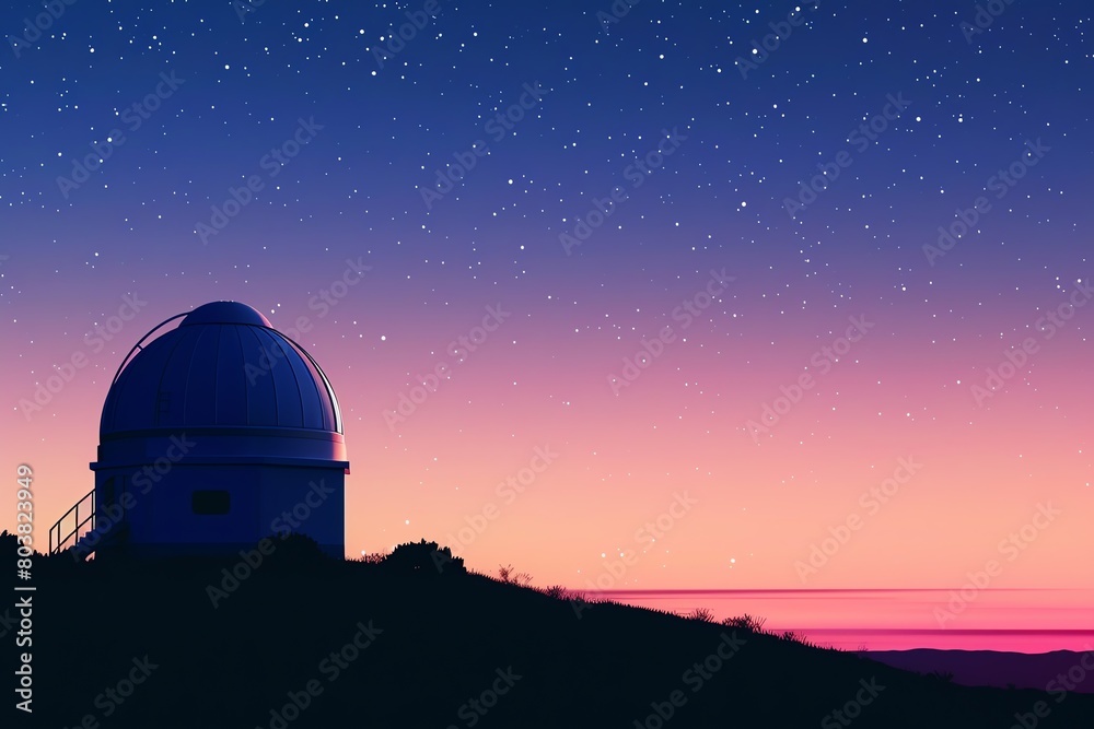 Atmospheric stock image of a quiet observatory at twilight, the dome silhouetted against a gradient sky, waiting to unlock the secrets of the night Atmospheric stock image of a quiet observatory at twilight, the dome silhouetted against a gradient sky, waiting to unlock the secrets of the night