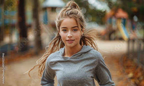 A beautiful young woman run...