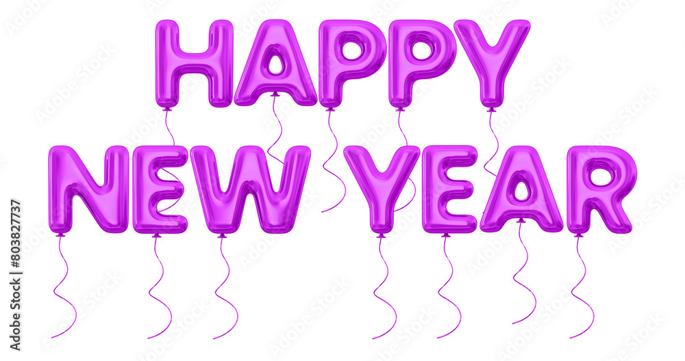 Happy New Year Balloon Text 3D 