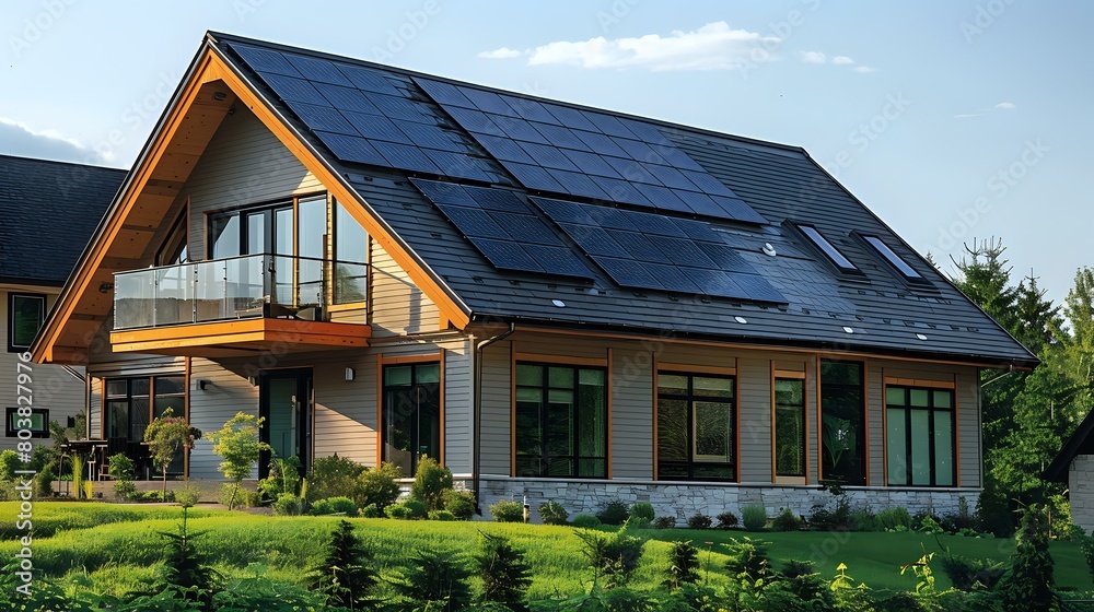 Obraz premium Solar-Powered Home in Idyllic Setting