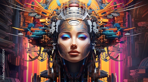 Unique series of blockchainbased artworks merging timehonored cultural designs with futuristic neoninfused digital graphics photo