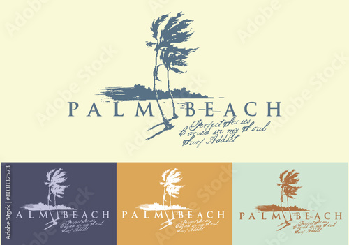 Vector illustration of palm trees on the beach.