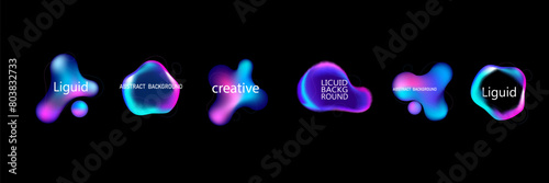 Gradient neon color sphere. Round holographic gradients. Glowing bright liquid gradient shape. Curved line for banner and flyer, social media.