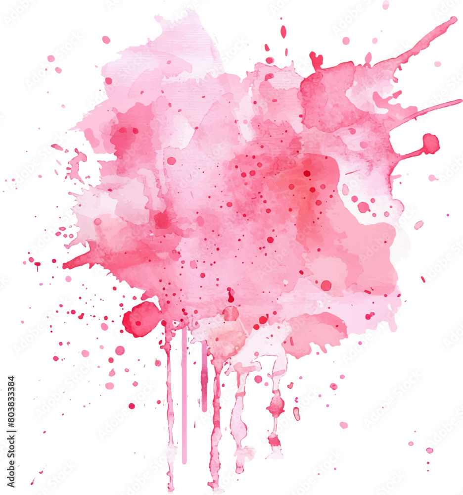 Watercolor pink splash paint vector illustration on a white background