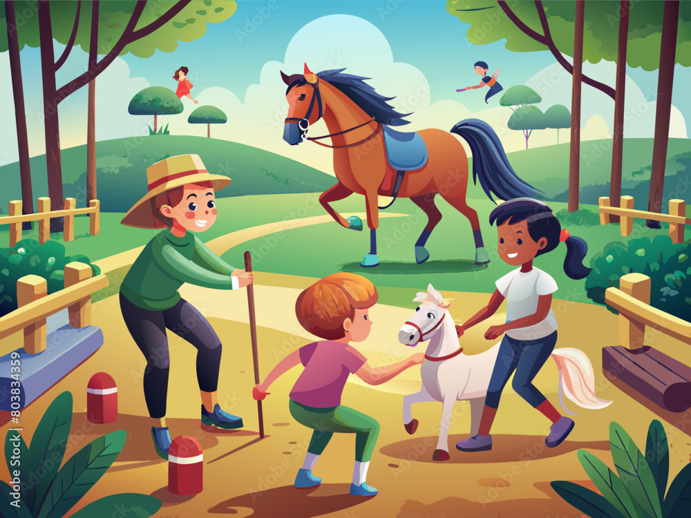 Obraz premium Horse and kids