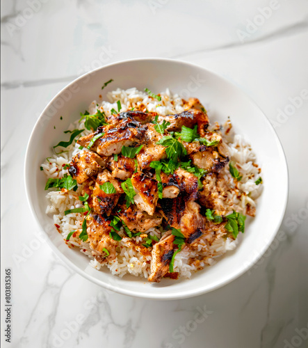 Chicken Teriyaki with Rice and Parsley - Japanese Food Style