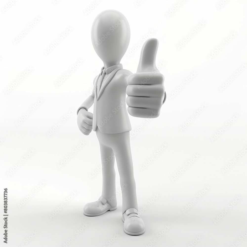 Design a 3D rendering that showcases a man offering a thumbs-up, a gesture of approval and liking, isolated on a white background, AI Generative Design a 3D rendering that showcases a man offering a thumbs-up, a gesture of approval and liking, isolated on a white background, AI Generative